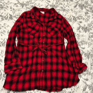 Isabel maternity plaid shirt dress